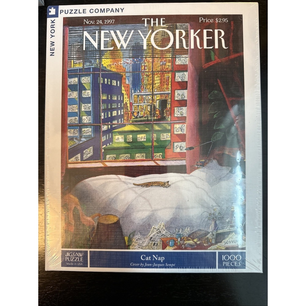 New York Puzzle Co Cat Nap Jean-Jacques Sempi Art 1000 Piece Jigsaw New Sealed